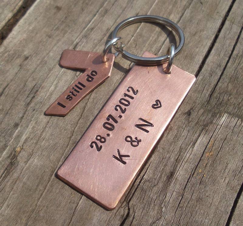 Personalisiertes Solides Kupfer 7-Jähriges Hochzeitsjubiläum Initialen Datum Ich Noch Tun 7. Geschenke Für Männer Him Her Traditionelle Ehemann von CoolKeyrings