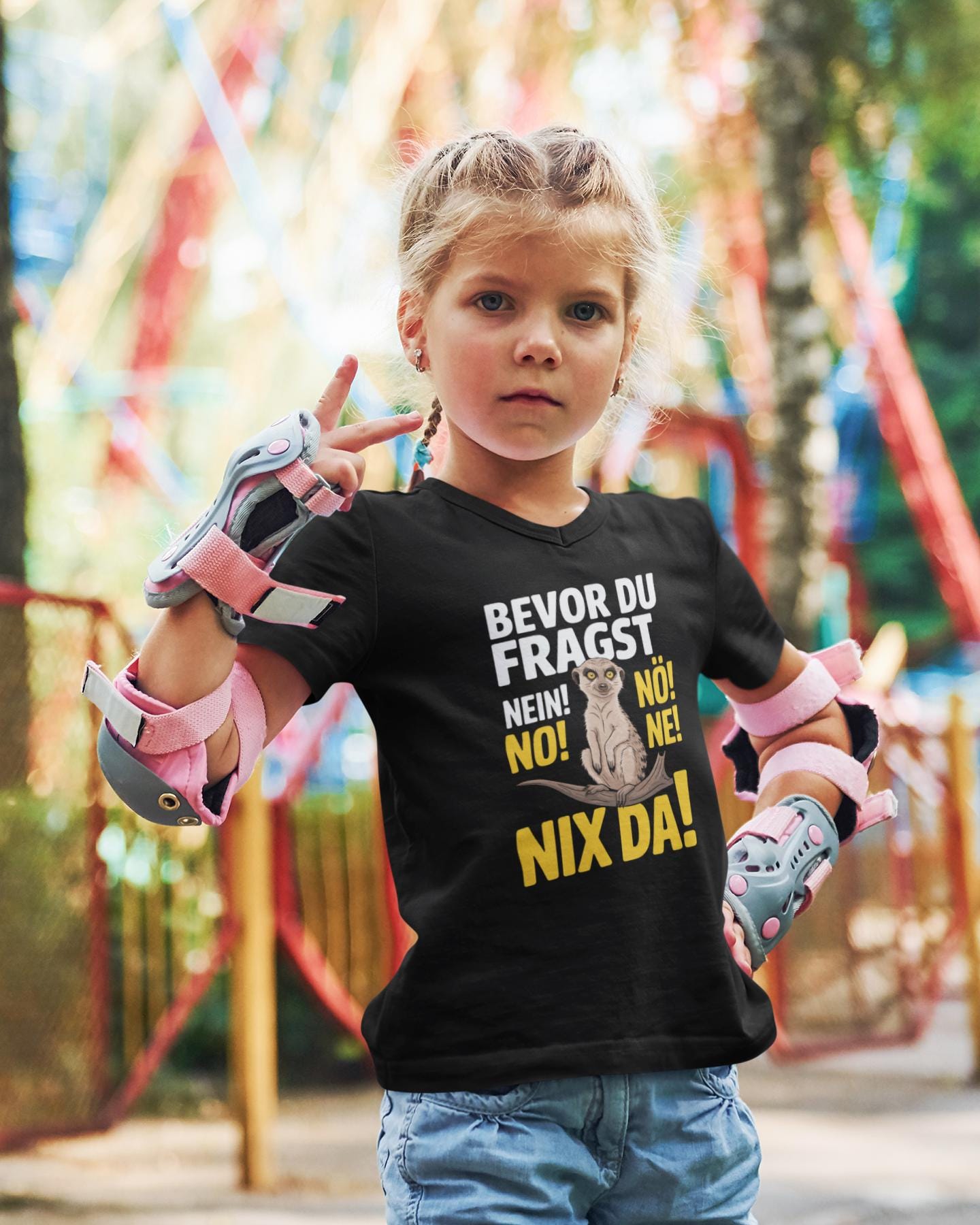 Bevor Du Fragst - Nein Nö Ne Erdmännchen Unisex Kinder T-Shirt Kurzarm-Shirt Bio Baumwolle Hochwertig Langlebig Kids Bc Sh von CoolKidsBeWild