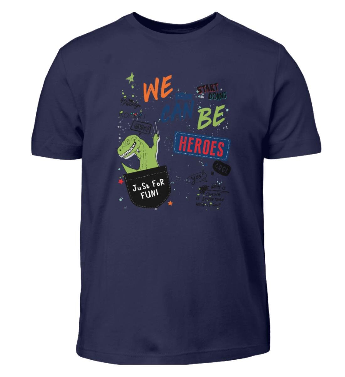 Cartoon Dinosaurier We Can Be Heroes - Kinder T-Shirt Kurzarm-Shirt Bio Baumwolle Hochwertig Langlebig Kids Bc Sh von CoolKidsBeWild