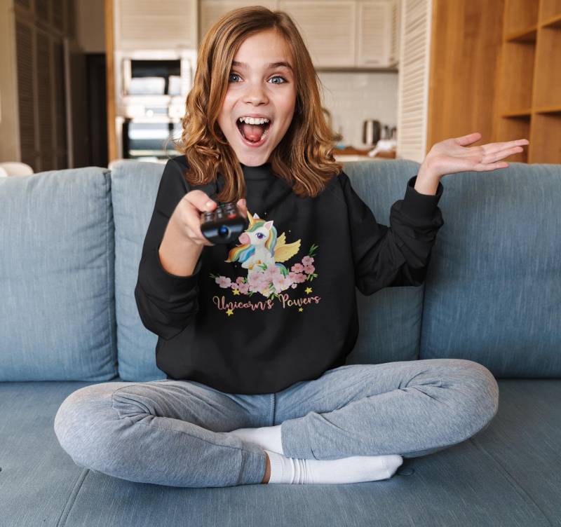 Cartoon Einhorn Power Kinder Pullover Sweatshirt Bio Baumwolle Hochwertig Langlebig - Mini Changer 2.0 St/St Sh von CoolKidsBeWild