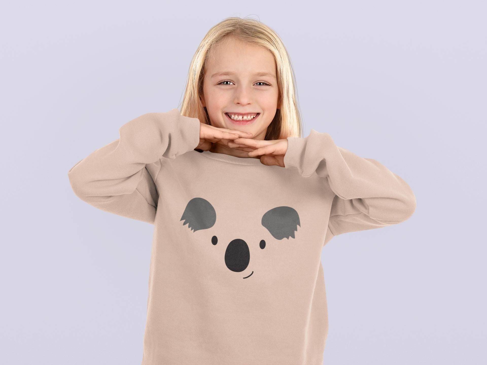 Cartoon Koala Gesicht - Kinder Pullover Sweatshirt Bio Baumwolle Hochwertig Langlebig Mini Changer 2.0 St/St Sh von CoolKidsBeWild