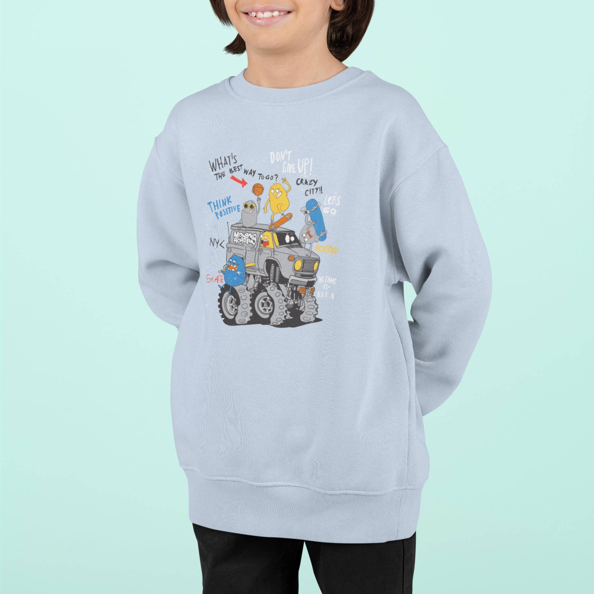 Cartoon Monster Truck Mit Freunden - Kinder Pullover Sweatshirt Bio Baumwolle Hochwertig Langlebig Mini Changer 2.0 St/St Sh von CoolKidsBeWild