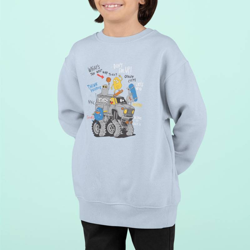 Cartoon Monster Truck Mit Freunden - Kinder Pullover Sweatshirt Bio Baumwolle Hochwertig Langlebig Mini Changer 2.0 St/St Sh von CoolKidsBeWild