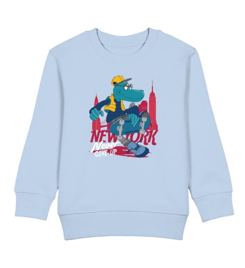 Cartoon Never Give Up Krokodil New York - Kinder Pullover Sweatshirt Bio Baumwolle Hochwertig Langlebig Mini Changer 2 St/St Sh von CoolKidsBeWild