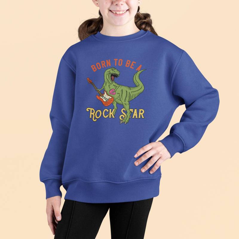 Dinosaurier Born To Be A Rock Star Kinder Pullover Sweatshirt Bio Baumwolle Hochwertig Langlebig - Mini Changer 2.0 St/St Sh von CoolKidsBeWild