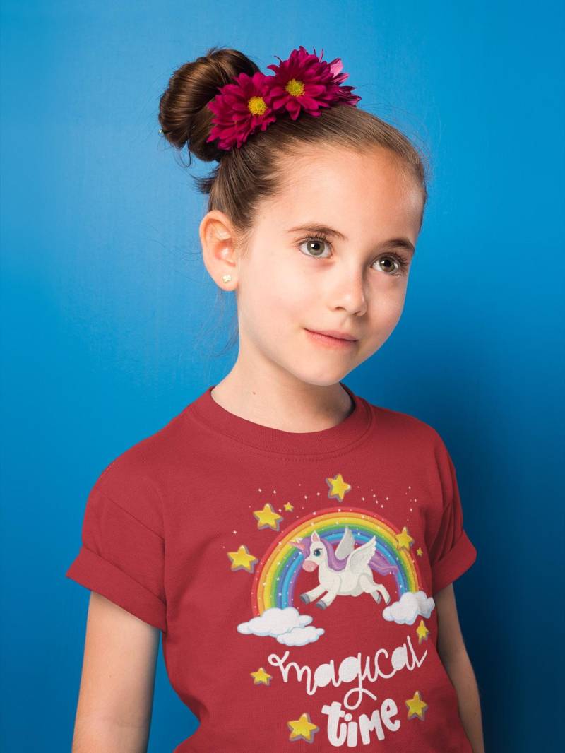 Einhorm Magical Time - Kinder T-Shirt Kurzarm-Shirt Bio Baumwolle Hochwertig Langlebig Kids von CoolKidsBeWild