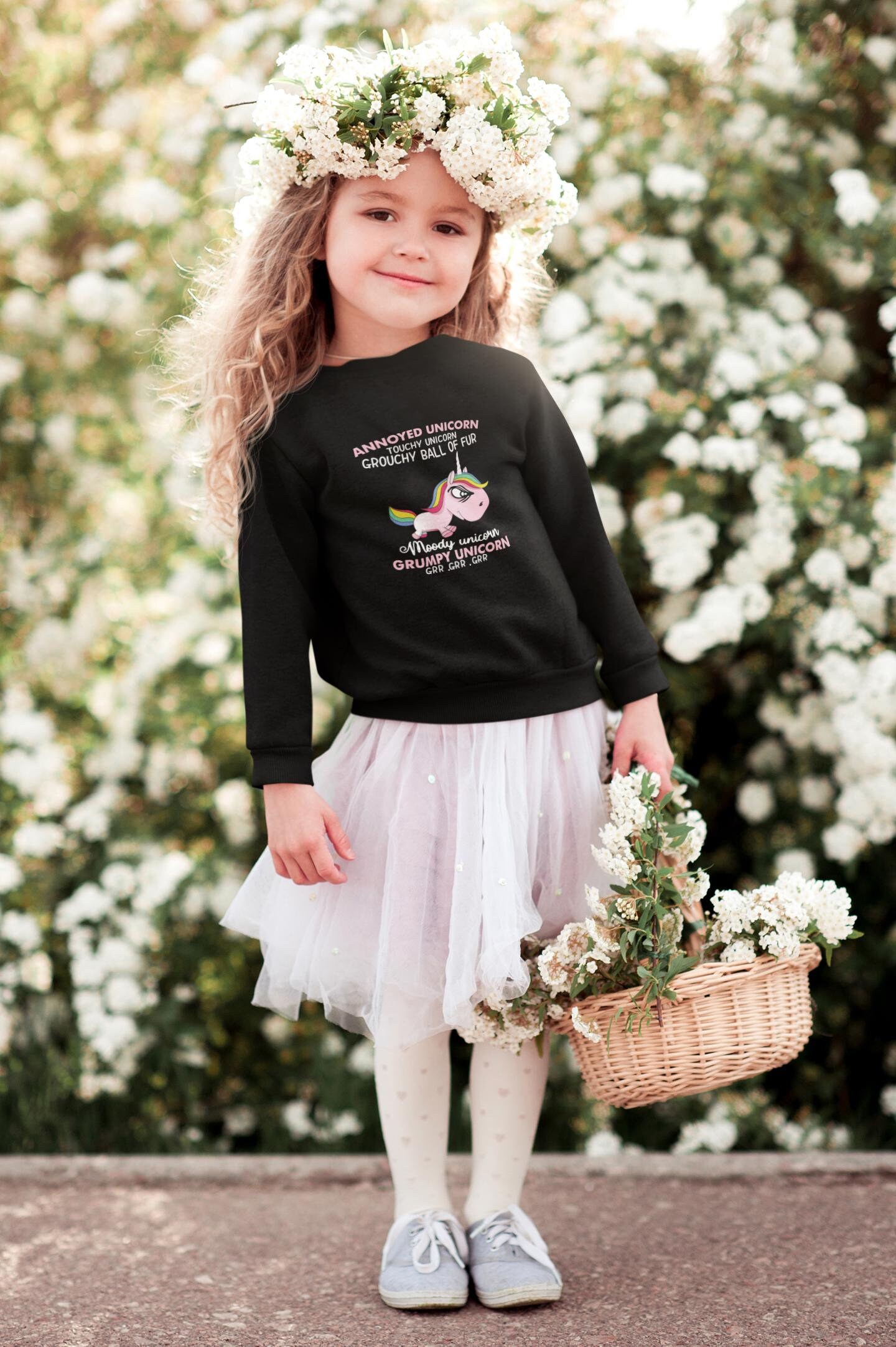 Einhorn Grumpy Unicorn - Kinder Pullover Sweatshirt Bio Baumwolle Hochwertig Langlebig Mini Changer 2.0 St/St Sh von CoolKidsBeWild