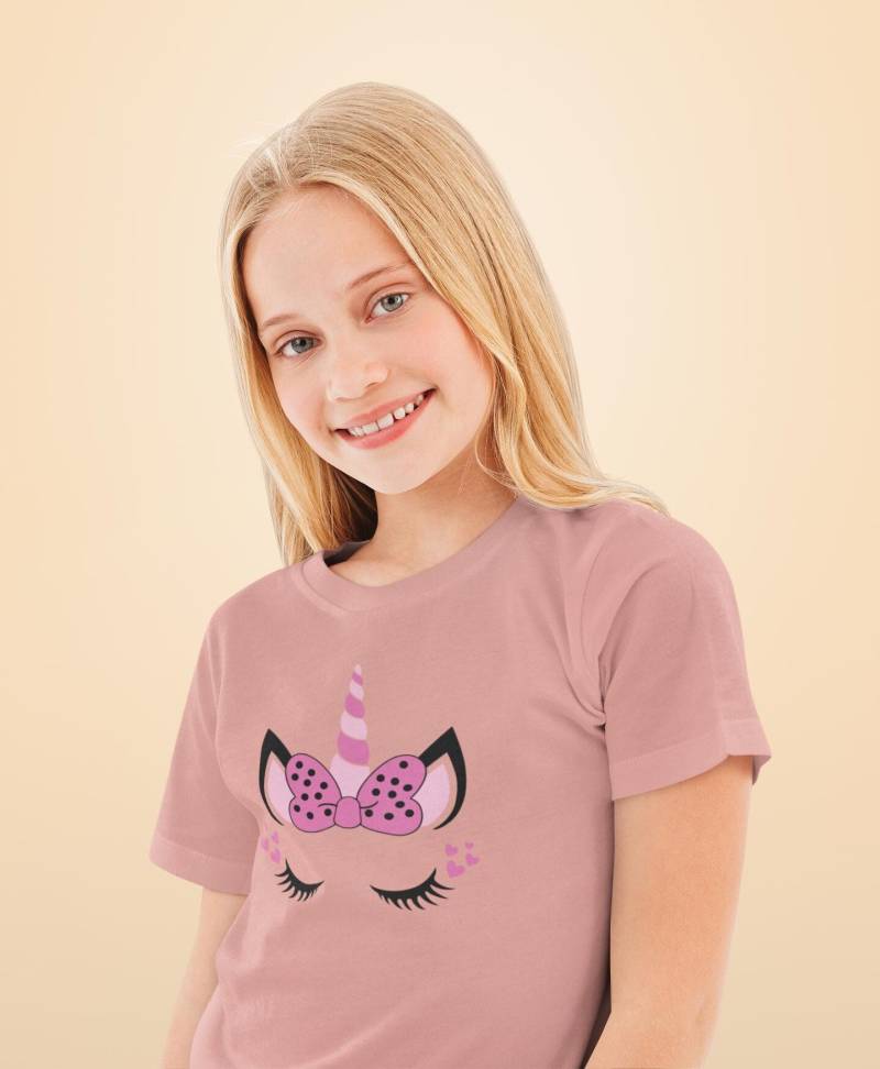Einhorn Heart Unicorn Face - Kinder T-Shirt Kurzarm-Shirt Bio Baumwolle Hochwertig Langlebig Kids von CoolKidsBeWild