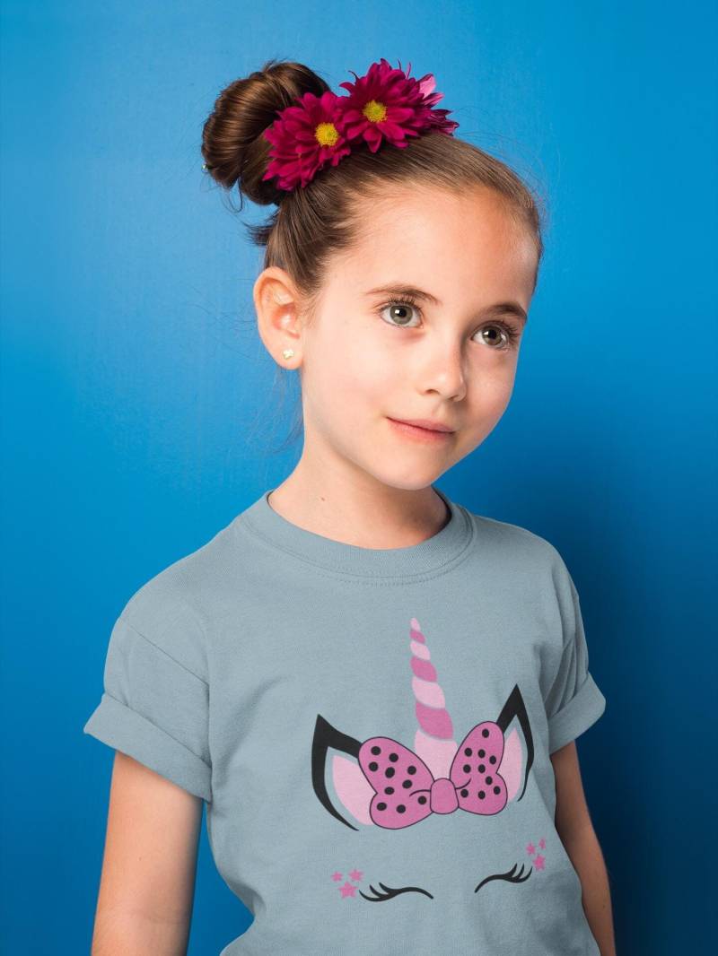 Einhorn Stars Unicorn Face - Kinder T-Shirt Kurzarm-Shirt Bio Baumwolle Hochwertig Langlebig Kids von CoolKidsBeWild