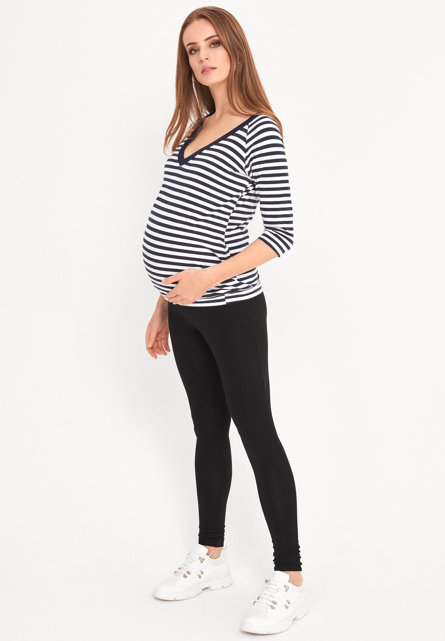 Cool Mama 2 in 1 Umstands - Und Stillbluse Weiß-Marine Gestreift von CoolMamaPL