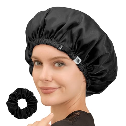 Coolmate Haarhaube aus Seide für Frauen zum Schlafen (schwarz + schwarz) von CoolMate