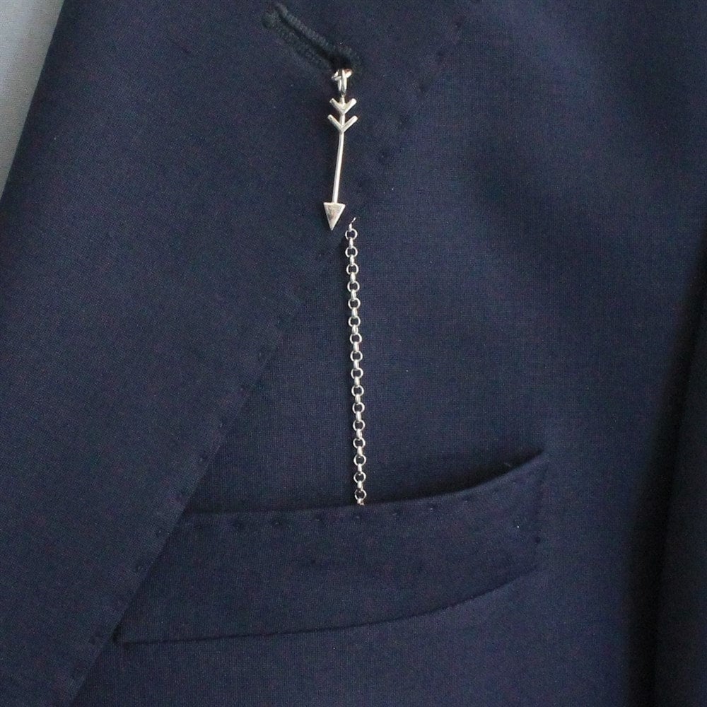 925 Sterling Silber Revers Kette Pin, Einzigartiges Design Anzug Knopf Tasche Brosche, Geschenk Für Mann, Herren Schmuck Accessoire Hochzeit von CoolMenClub