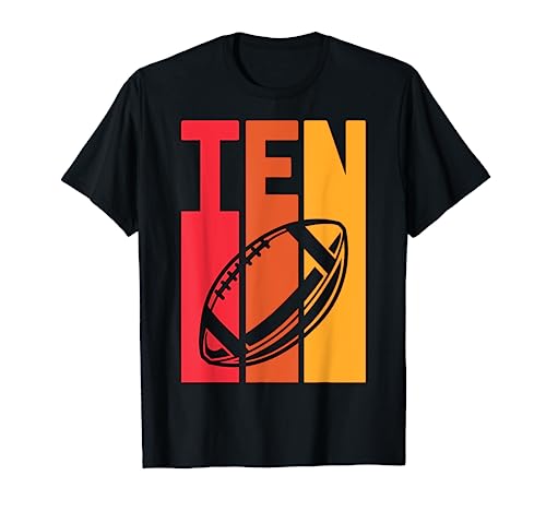 10. Geburtstag Mädchen Jungen Retro American Football Motiv T-Shirt von Coole American Football Fans Geburtstag Designs