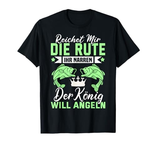 Coole Angel Spruch - Angeln Fischen Fischer Spruch Lustig - Reichet mir die Rute T-Shirt Schwarz S Unisex Erwachsene Kinder Kurzarm Klassische Passform Baumwolle Textdruck von Coole Angel Spruch Angelzubehör Deko & Geschenke
