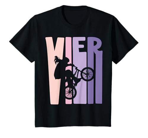 4. Geburtstag Mädchen Kinder BMX Fahrrad Fan Retro Motiv T-Shirt von Coole BMX Geburtstag Fahrrad Mädchen Designs