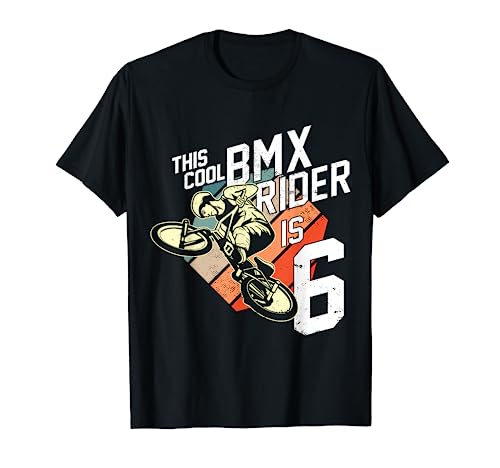 6. Geburtstag Geschenk Jungs Kinder Vintage BMX Fahrer Fan T-Shirt von Coole BMX Geburtstag Geschenke für Jungen Kinder