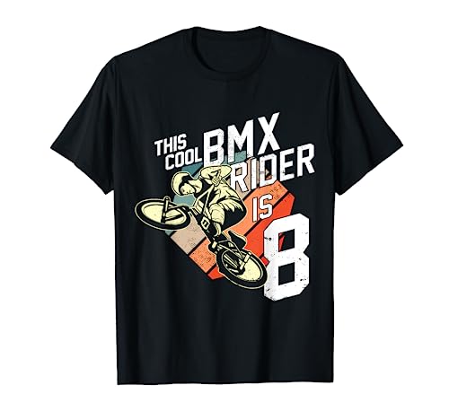 8. Geburtstag Geschenk Jungs Kinder Vintage BMX Fahrer Fan T-Shirt von Coole BMX Geburtstag Geschenke für Jungen Kinder