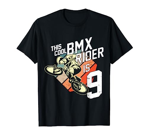 9. Geburtstag Geschenk Jungs Kinder Vintage BMX Fahrer Fan T-Shirt von Coole BMX Geburtstag Geschenke für Jungen Kinder