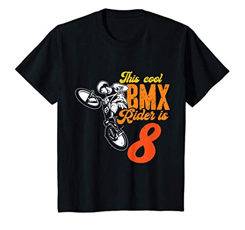 Kinder 8. Geburtstag Geschenk Jungs Kinder Retro BMX Fahrer Fan T-Shirt von Coole BMX Geburtstag Geschenke für Jungen Kinder