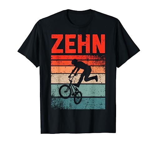 10. Geburtstag Geschenk Jungs Kinder Vintage BMX Fahrer Fan T-Shirt von Coole BMX Geburtstagsgeschenke für Jungen Kinder