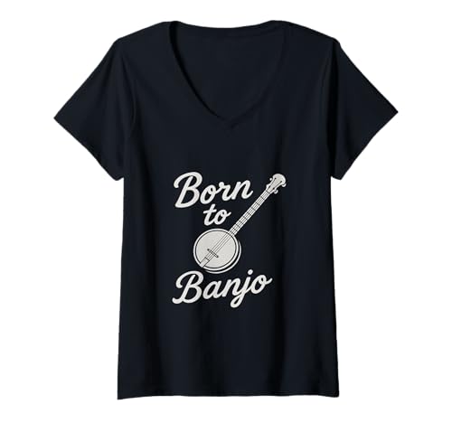 Damen Cooles Banjo Motiv Born to Banjo für Banjospieler T-Shirt mit V-Ausschnitt Damen Cooles Banjo Motiv Born to Banjo für Banjospieler T-Shirt mit V-Ausschnitt von Coole Banjo Musikintrument Motive