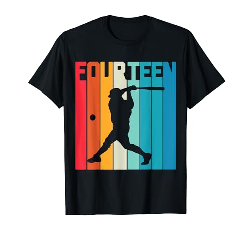 14. Geburtstag Mädchen Jungen Retro Baseball Motiv T-Shirt von Coole Baseball Fans Geburtstag Designs