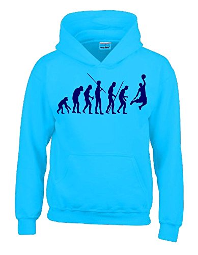 Coole-Fun-T-Shirts Basketball Evolution Kinder Sweatshirt mit Kapuze Hoodie Sky-Navy, Gr.164cm von Coole-Fun-T-Shirts