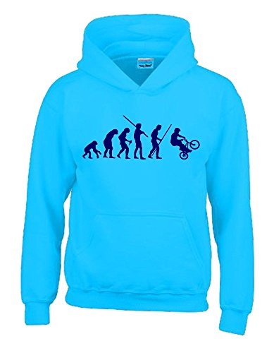 Coole-Fun-T-Shirts BMX Evolution Kinder Sweatshirt mit Kapuze Hoodie Sky-Navy, Gr.152cm von Coole-Fun-T-Shirts