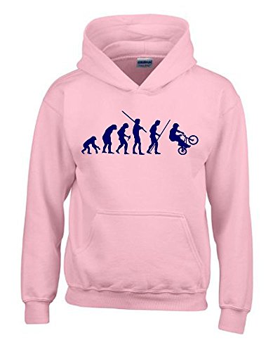 Coole-Fun-T-Shirts BMX Evolution Kinder Sweatshirt mit Kapuze Hoodie pink-Navy, Gr.164cm von Coole-Fun-T-Shirts