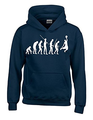 Coole-Fun-T-Shirts Basketball Evolution Kinder Sweatshirt mit Kapuze Hoodie Navy-Weiss, Gr.140cm von Coole-Fun-T-Shirts