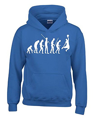 Basketball Evolution Kinder Sweatshirt mit Kapuze Hoodie blau-Weiss, Gr.140cm von Coole-Fun-T-Shirts