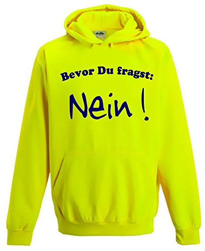 coole-fun-t-shirts Bevor DU FRAGST - Nein ! Kinder NEON Sweatshirt gelb Kinder 7/8 Jahre von Coole-Fun-T-Shirts