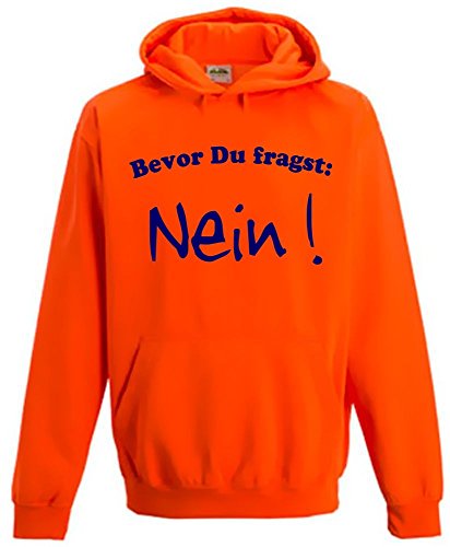 coole-fun-t-shirts Bevor DU FRAGST - Nein ! Kinder NEON Sweatshirt orange Kinder 9/11 Jahre von Coole-Fun-T-Shirts