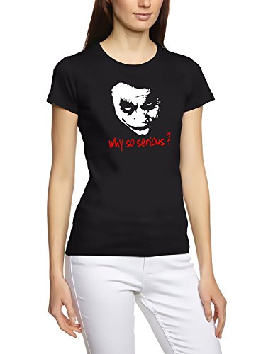 Coole-Fun-T-Shirts Damen Why So Serious Joker T-Shirt, Schwarz, L von Coole-Fun-T-Shirts