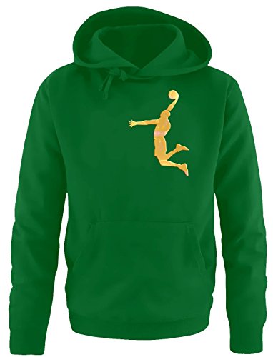 Coole-Fun-T-Shirts Dunk Basketball Slam Dunkin Kinder Sweatshirt mit Kapuze Hoodie Green-Gold, Gr.152cm von Coole-Fun-T-Shirts