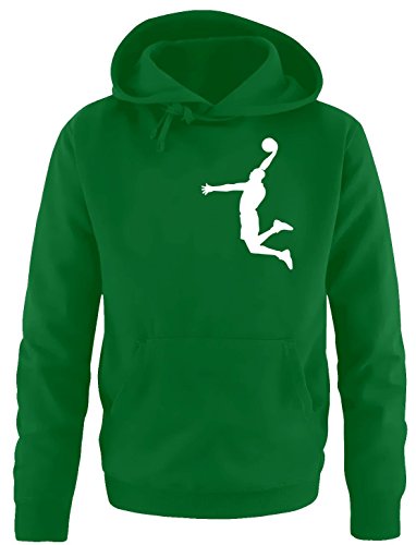 Coole-Fun-T-Shirts Dunk Basketball Slam Dunkin Kinder Sweatshirt mit Kapuze Hoodie Green-Weiss, Gr.140cm von Coole-Fun-T-Shirts