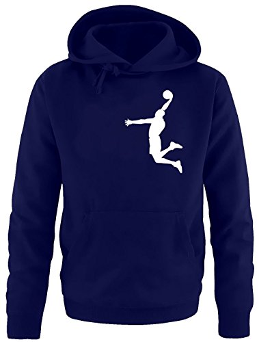 Coole-Fun-T-Shirts Dunk Basketball Slam Dunkin Kinder Sweatshirt mit Kapuze Hoodie Navy-Weiss, Gr.140cm von Coole-Fun-T-Shirts