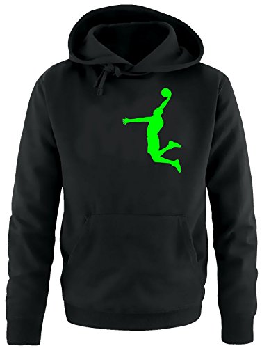 Coole-Fun-T-Shirts Dunk Basketball Slam Dunkin Kinder Sweatshirt mit Kapuze Hoodie schwarz-Green, Gr.140cm von Coole-Fun-T-Shirts