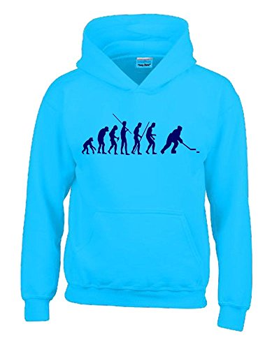 Coole-Fun-T-Shirts Eishockey Evolution Kinder Sweatshirt mit Kapuze Hoodie Sky-Navy, Gr.164cm von Coole-Fun-T-Shirts