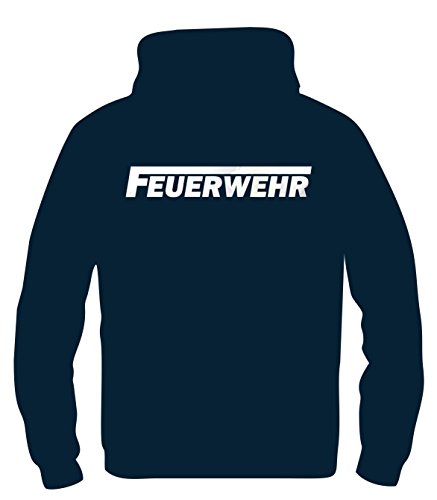 Coole-Fun-T-Shirts Feuerwehr reflektierender Druck Kinder Sweatshirt mit Kapuze Hoodie Dunkelblau, Gr.116cm von Coole-Fun-T-Shirts