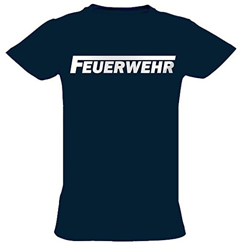 coole-fun-t-shirts Feuerwehr reflektierender Druck Kinder t-Shirt Dunkelblau, Gr.152cm von Coole-Fun-T-Shirts