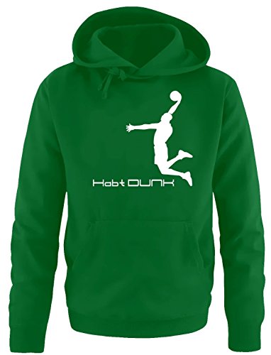 Coole-Fun-T-Shirts Habt Dunk Basketball Slam Dunkin Kinder Sweatshirt mit Kapuze Hoodie Green-Weiss, Gr.152cm von Coole-Fun-T-Shirts