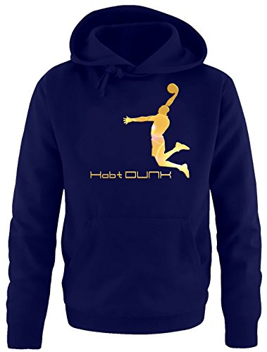 Coole-Fun-T-Shirts Habt Dunk Basketball Slam Dunkin Kinder Sweatshirt mit Kapuze Hoodie Navy-Gold, Gr.140cm von Coole-Fun-T-Shirts