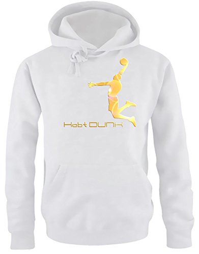 Coole-Fun-T-Shirts Habt Dunk Basketball Slam Dunkin Kinder Sweatshirt mit Kapuze Hoodie Weiss-Gold, Gr.152cm von Coole-Fun-T-Shirts