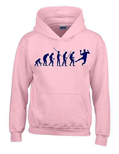 Coole-Fun-T-Shirts Handball Evolution Kinder Sweatshirt mit Kapuze Hoodie pink-Navy, Gr.140cm von Coole-Fun-T-Shirts