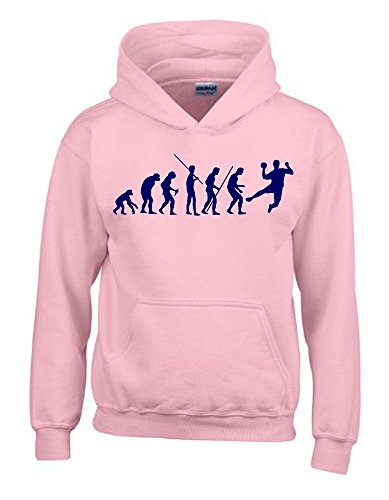 Coole-Fun-T-Shirts Handball Evolution Kinder Sweatshirt mit Kapuze Hoodie pink-Navy, Gr.152cm von Coole-Fun-T-Shirts