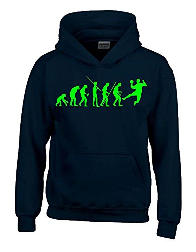 Coole-Fun-T-Shirts Handball Evolution Kinder Sweatshirt mit Kapuze Hoodie schwarz-Green, Gr.128cm von Coole-Fun-T-Shirts