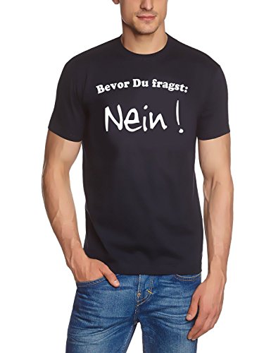 Coole-Fun-T-Shirts Herren Bevor du fragst: Nein T-Shirt, Blau (Navy-Weiss), XXX-Large von Coole-Fun-T-Shirts