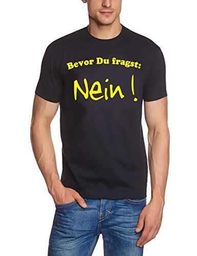 Coole-Fun-T-Shirts Herren Bevor du fragst: Nein T-Shirt, Blau (Navy-gelb), XXX-Large von Coole-Fun-T-Shirts