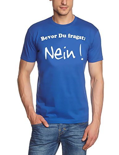 Coole-Fun-T-Shirts Herren Bevor du fragst: Nein T-Shirt, Blau (blau-Weiss), Large von Coole-Fun-T-Shirts